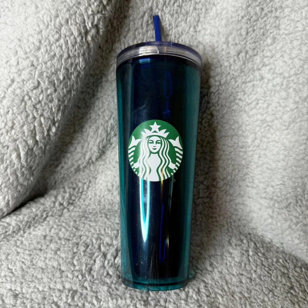 Starbucks 24 oz Tumbler Cup‎ Green Decorate Your Own Confetti Lid 2022